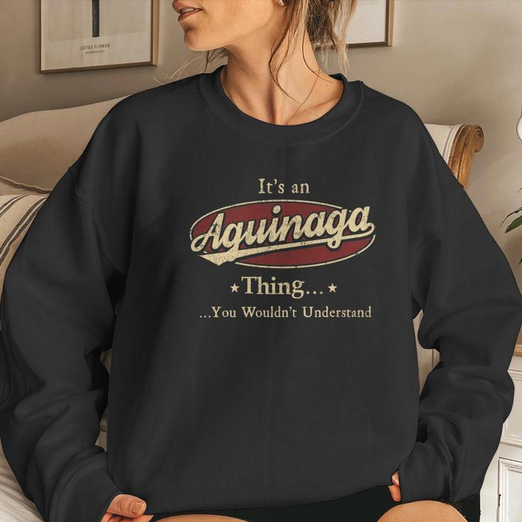 Aguinaga Name Aguinaga Family Name Crest Women Crewneck Graphic Sweatshirt Gifts for Her