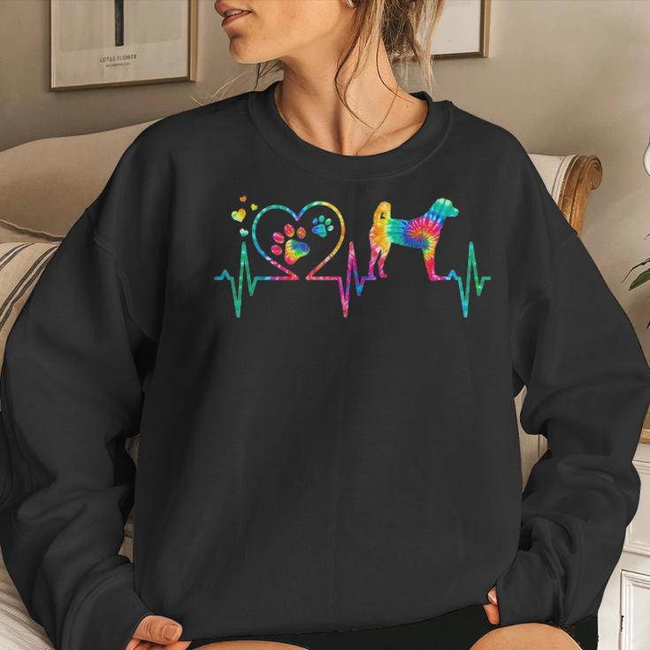 Anatolian Shepherd Mom Dad Heartbeat Tie Dye Dog Gift Women Crewneck Graphic Sweatshirt Gifts for Her