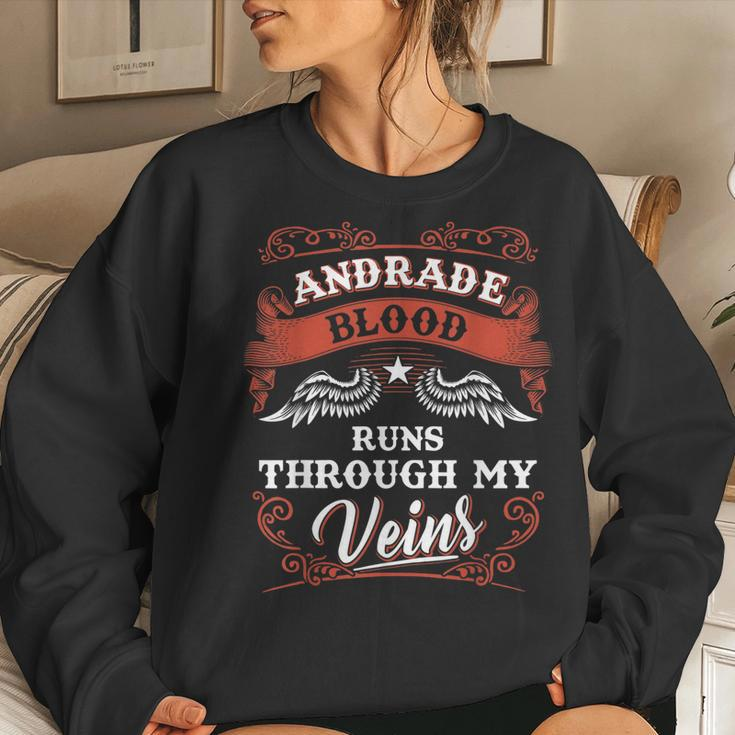 Andrade Blood Runs Through My Veins Family Christmas Women Crewneck Graphic Sweatshirt Gifts for Her