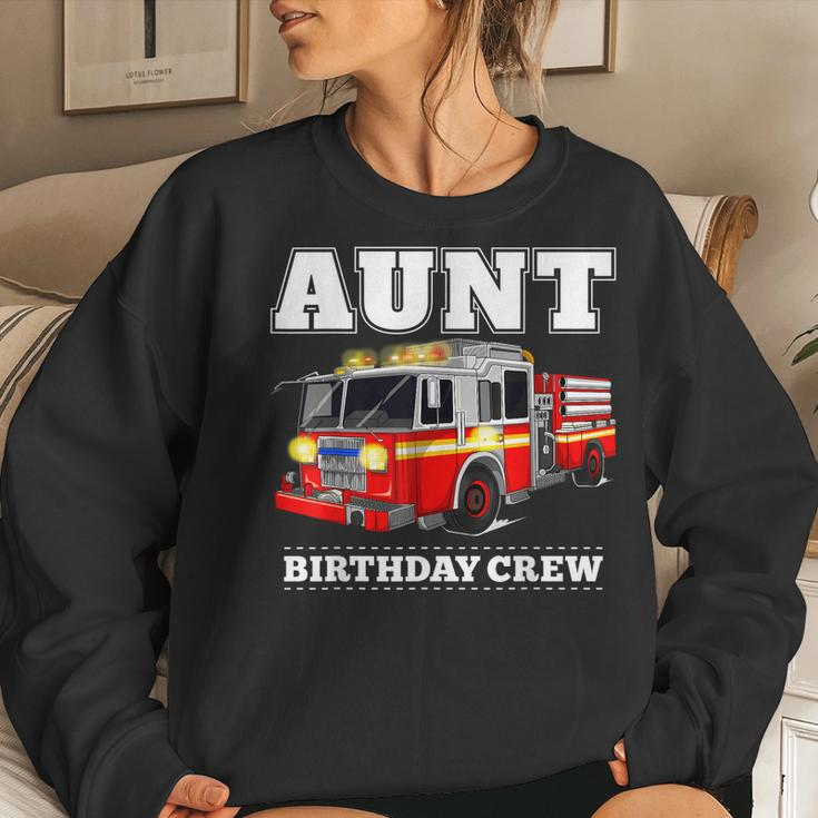 Aunt Birthday Crew Fire Truck Firefighter Fireman Party Women Crewneck Graphic Sweatshirt Gifts for Her