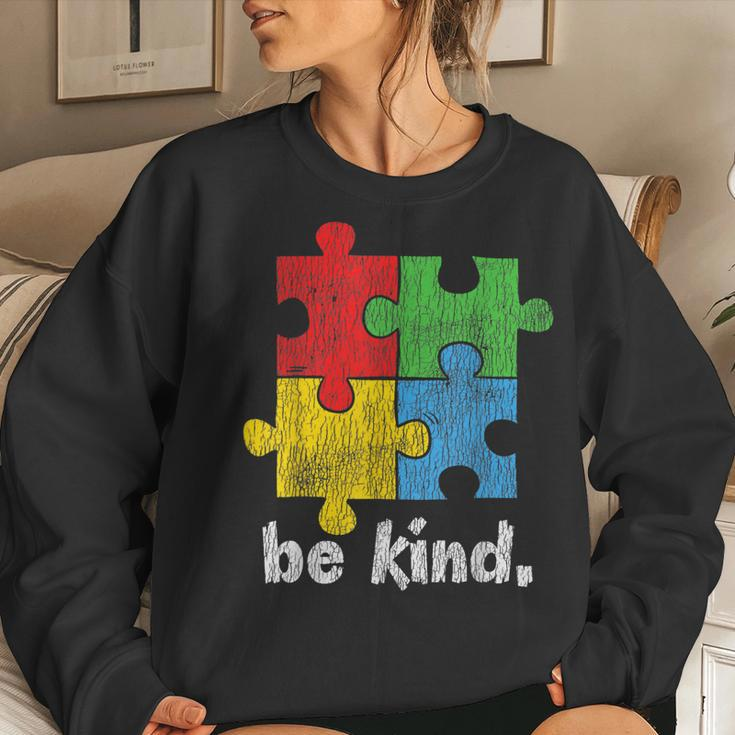 Autism Awareness Be Kind Autistic Kids Awareness Kindness Women Sweatshirt Gifts for Her