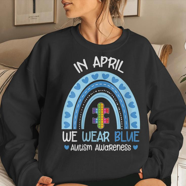 Womens Autism Awareness Rainbow Puzzle Autism Awareness Month Women Sweatshirt Gifts for Her