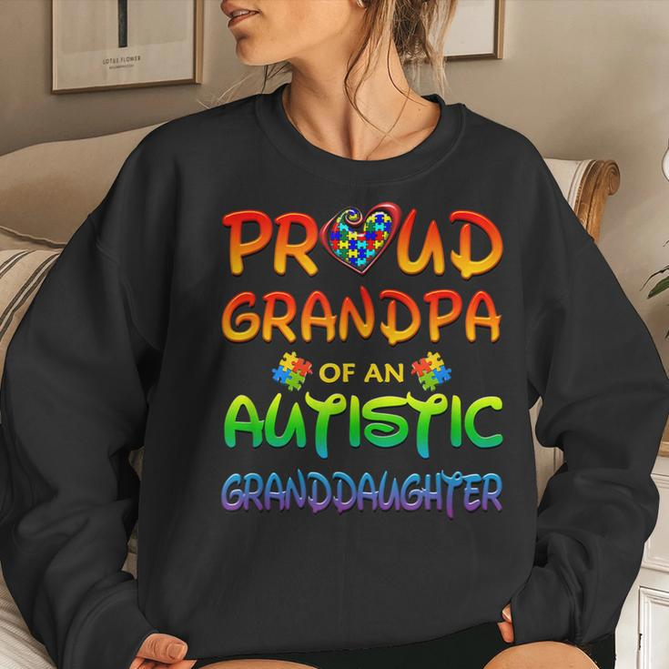 Autism Awareness Wear Proud Grandpa Of Granddaughter Women Crewneck Graphic Sweatshirt Gifts for Her