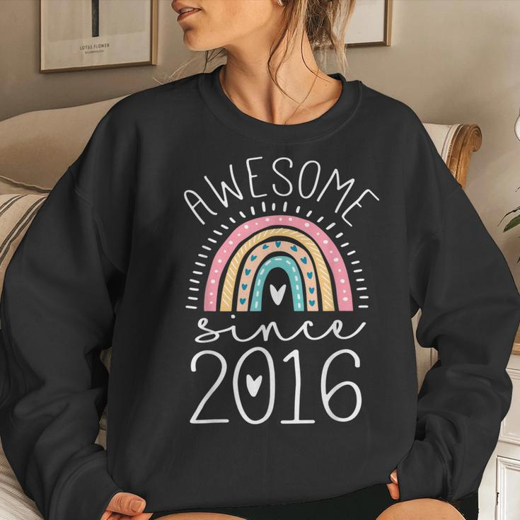 Awesome Since 2016 7Th Birthday Rainbow Born In 2016 Women Sweatshirt Gifts for Her