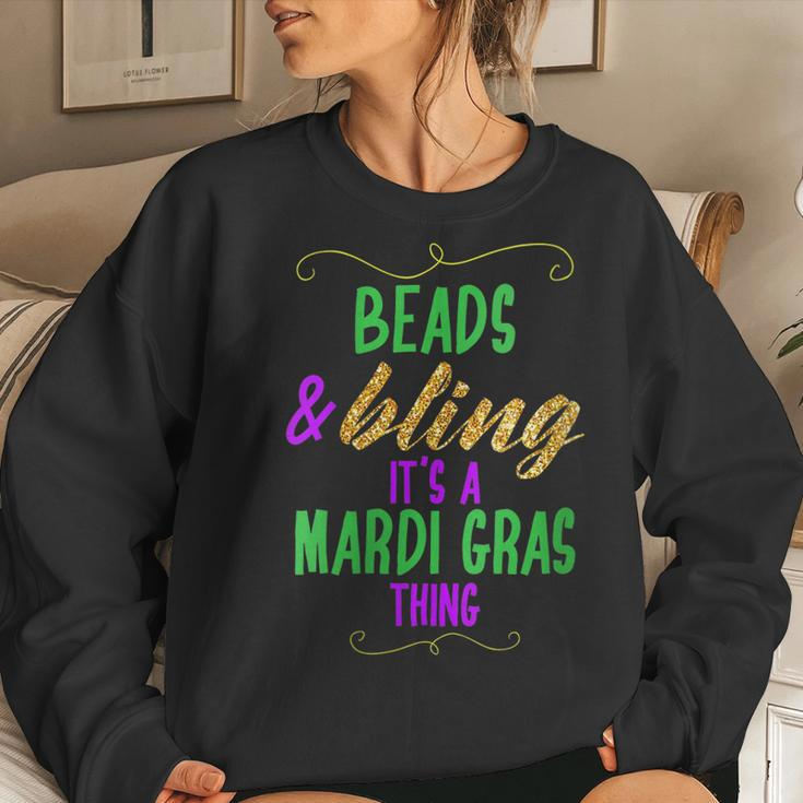 Beads & Bling Its A Mardi Gras Thing Cool Gift For Womens Women Crewneck Graphic Sweatshirt Gifts for Her