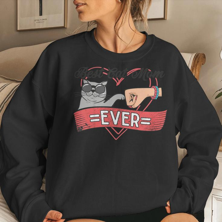 Best Cat Mom Ever Cute Heart Friends Forever Gif Women Sweatshirt Gifts for Her