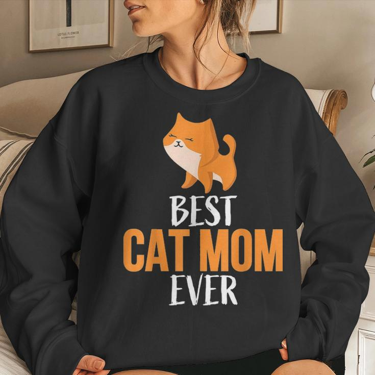 Best Cat Mom Ever Funny Cat Momy Gift V2 Women Crewneck Graphic Sweatshirt Gifts for Her