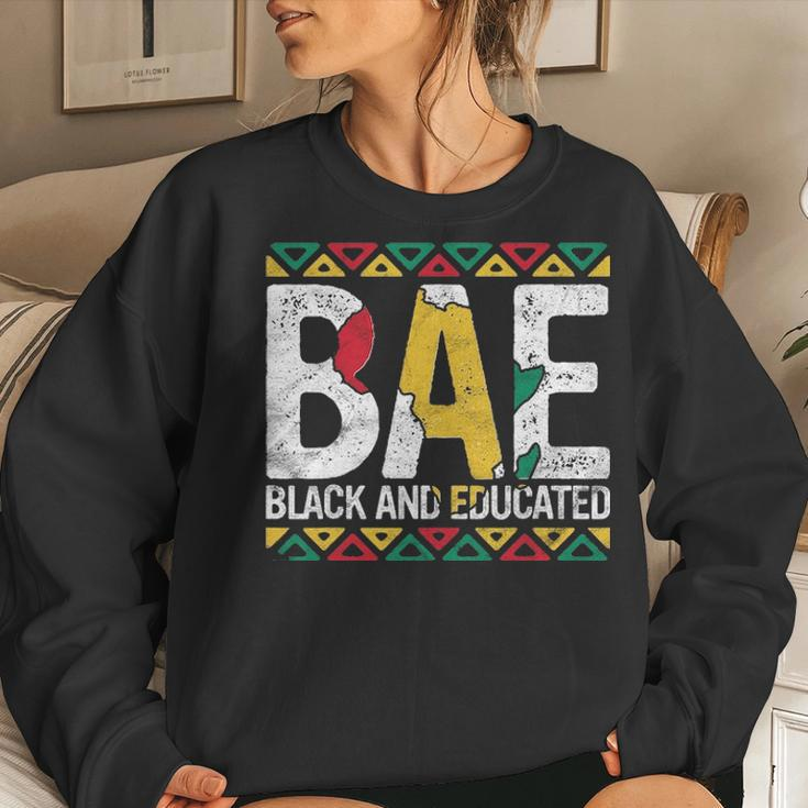 Black And Educated Bae Gift Pride History Month Teacher Women Crewneck Graphic Sweatshirt Gifts for Her