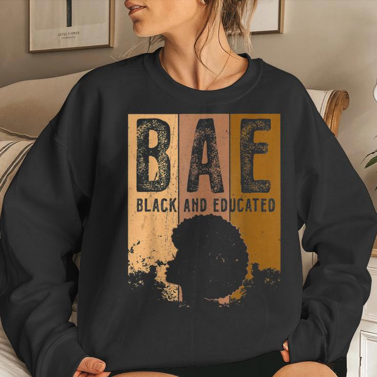 Black History Month Bae Black And Educated Melanin Women Women Crewneck Graphic Sweatshirt Gifts for Her