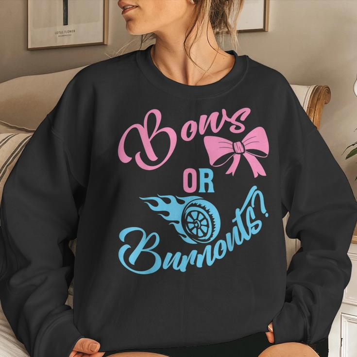 Bows Or Burnouts Gender Reveal Idea For New Mom Or New Dad Women Sweatshirt Gifts for Her
