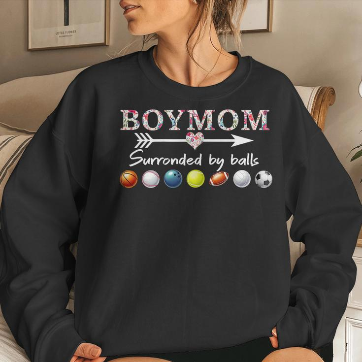 Womens Boy Mom Surrounded By Balls Tshirt For Women Women Sweatshirt Gifts for Her