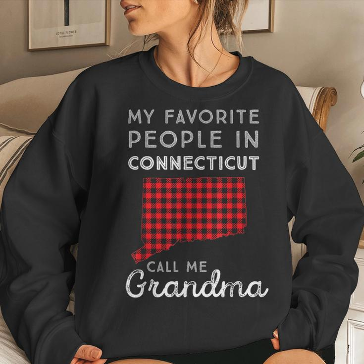Buffalo Plaid Connecticut Mom & Grandma Gift Favorite People Women Crewneck Graphic Sweatshirt Gifts for Her