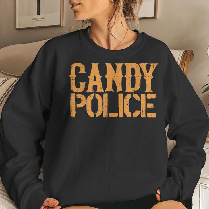 Candy Police Funny Halloween Costume Parents Mom Dad Women Crewneck Graphic Sweatshirt Gifts for Her