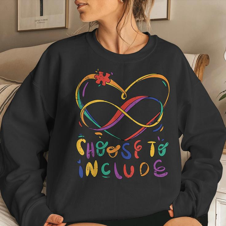 Choose To Include Autism Awareness Teacher Special Education Women Sweatshirt Gifts for Her
