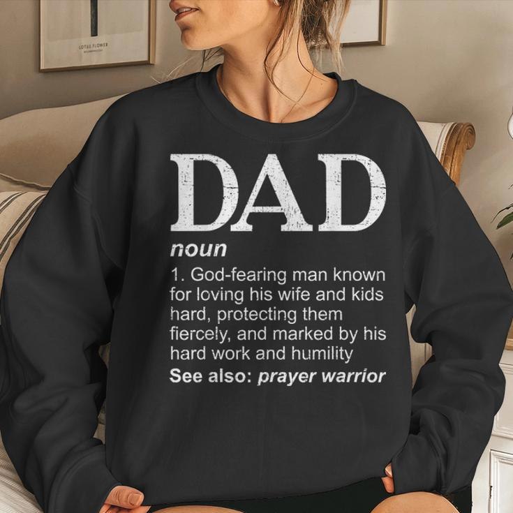 Christian Dad Definition Fathers Day Funny Dad Gift Women Crewneck Graphic Sweatshirt Gifts for Her