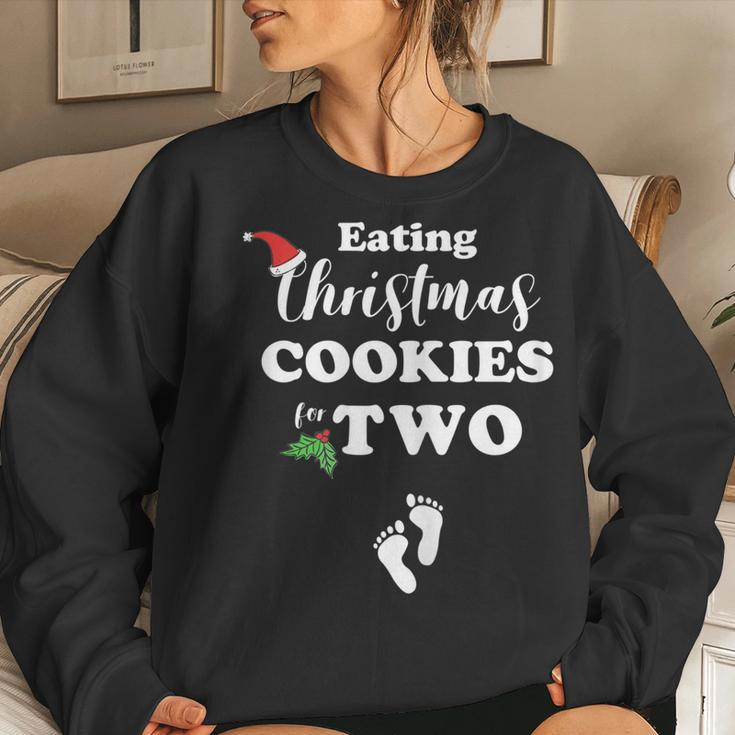 Christmas Pregnancy Mom To Be Eating Cookies For Two Women Sweatshirt Gifts for Her