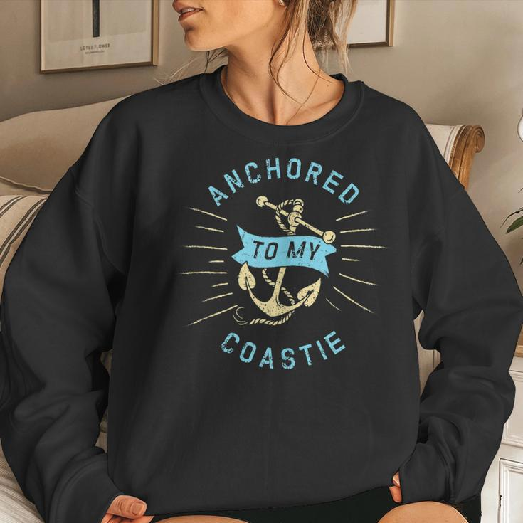 Coastie Wife Us Coast Guard Uscg - Anchored To Women Crewneck Graphic Sweatshirt Gifts for Her