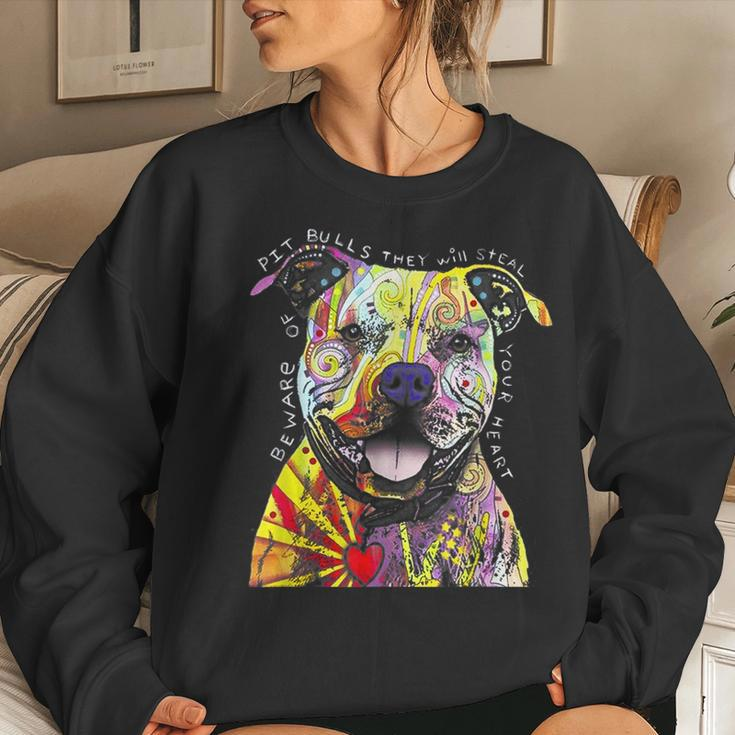 Colorful Baby Pit-Bull Terrier Lover Dad Mom Funny Kidding Women Crewneck Graphic Sweatshirt Gifts for Her