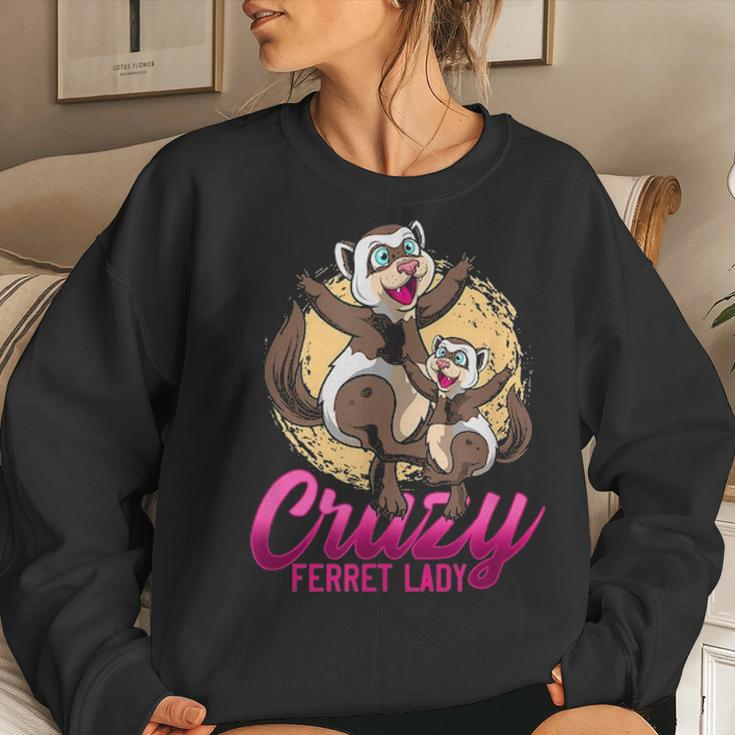 Crazy Ferret Lady Cute Pet Animal Lover Mother Daughter Women Crewneck Graphic Sweatshirt Gifts for Her