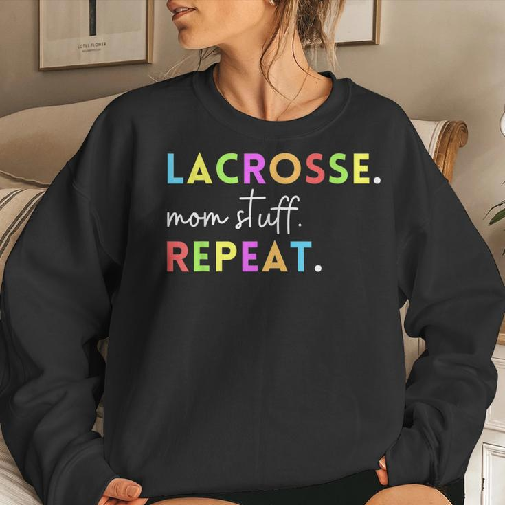 Cute Lacrosse Mom Stuff Repeat For Lax Life Mother Women Sweatshirt Gifts for Her