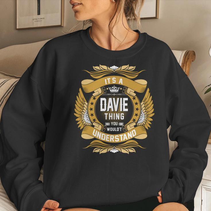 Davie Name Davie Family Name Crest V3 Women Crewneck Graphic Sweatshirt Gifts for Her