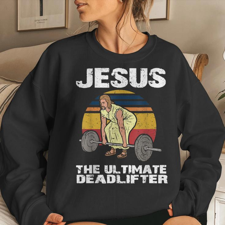Deadlift Jesus I Christian Weightlifting Workout Gym Women Sweatshirt Gifts for Her