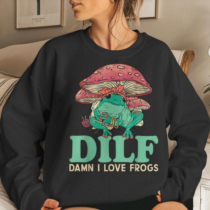 Dilf Damn I Love Frogs Cute Frog Mom Women Sweatshirt Gifts for Her