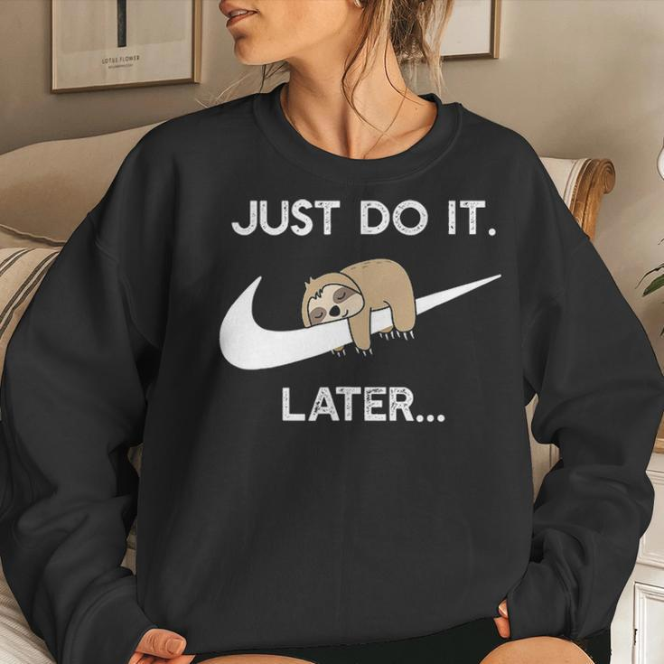 Do It Later Sleepy Sloth For Lazy Sloth Lover Women Crewneck Graphic Sweatshirt Gifts for Her