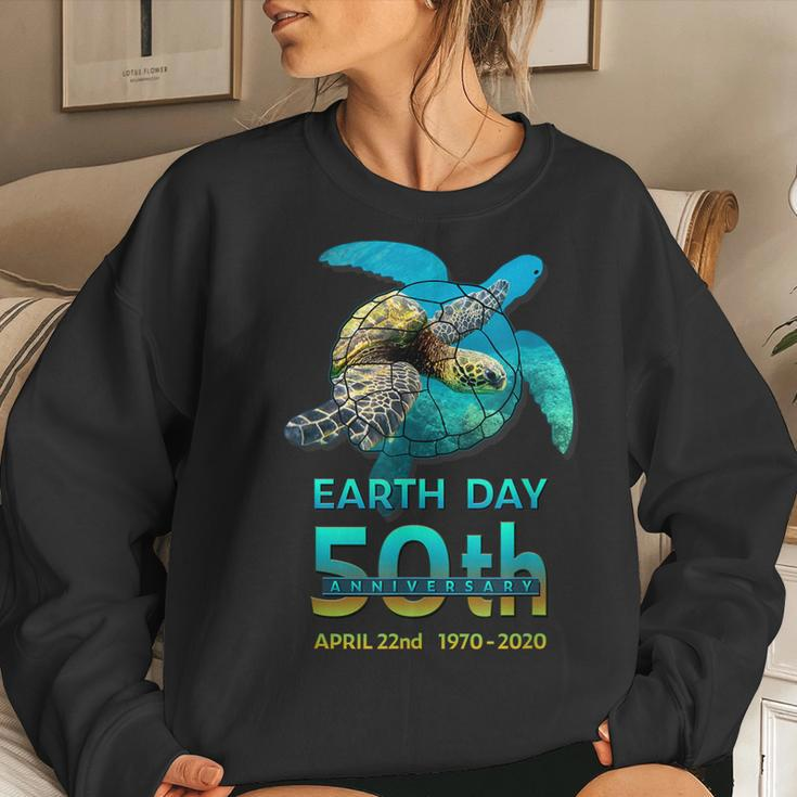 Earth Day 50Th Anniversary Sea Turtle Silhouette Women Sweatshirt Gifts for Her