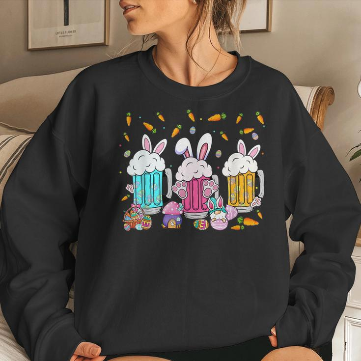 Easter Beer Glasses Bunny Ears Alcohol Drinking Party Women Sweatshirt Gifts for Her