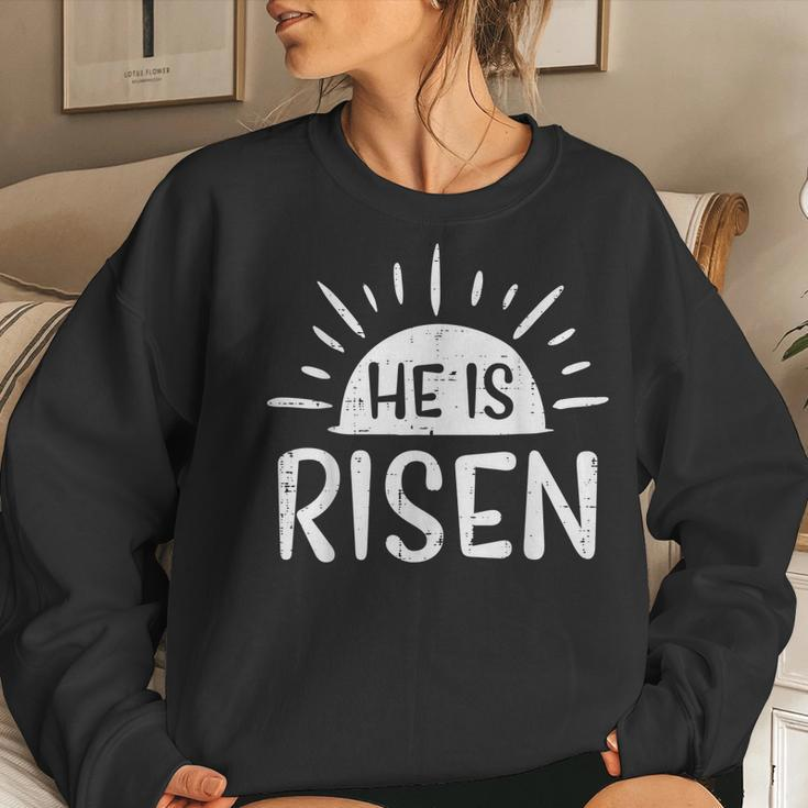 Easter Christian He Is Risen Sun Resurrection Men Women Kids Women Sweatshirt Gifts for Her