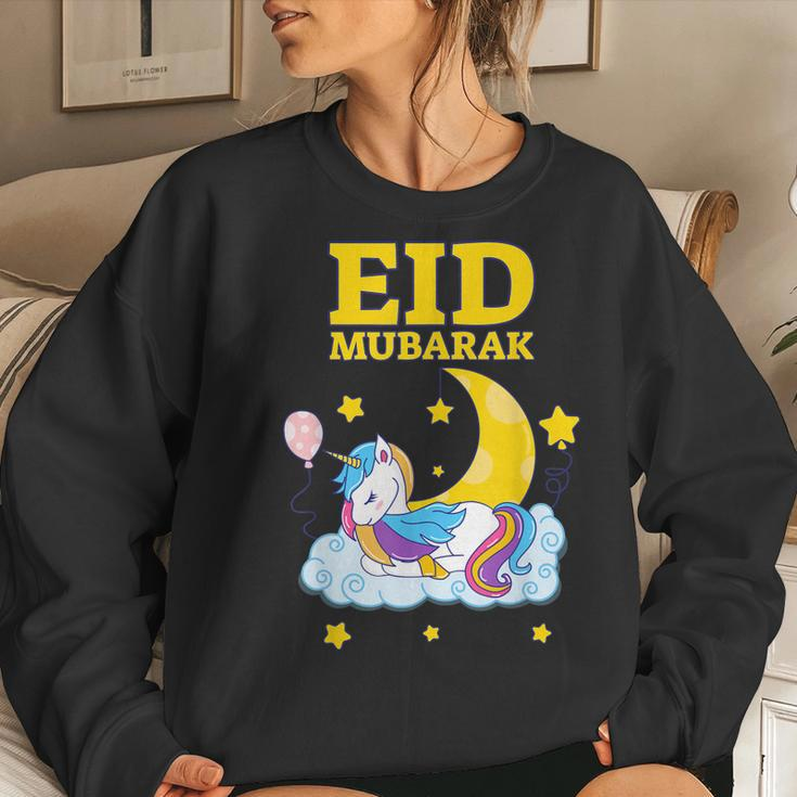 Eid Mubarak Present For Kids Mom Girls Eid Mubarak Unicorn Women Sweatshirt Gifts for Her