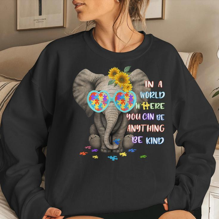 Elephant Autism Be Kind Autism Awareness Girls Boys Women Sweatshirt Gifts for Her