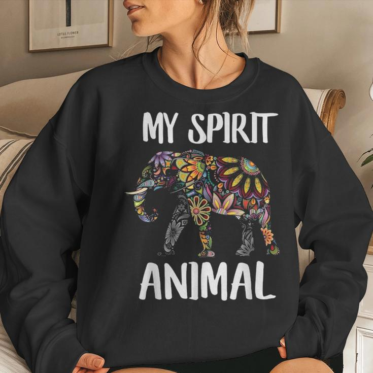 Elephant My Spirit Animal Love R Dad Mom Boy Girl Funny Women Crewneck Graphic Sweatshirt Gifts for Her