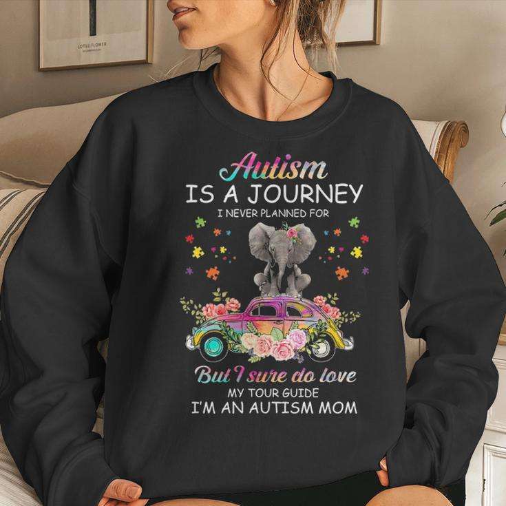 Elephant Riding Truck Funny Autism Awareness Gift For Mom Women Crewneck Graphic Sweatshirt Gifts for Her