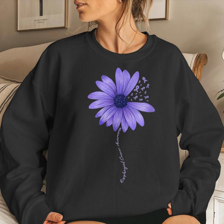 Womens Esophageal Cancer Awareness Sunflower Periwinkle Ribbon Women Sweatshirt Gifts for Her