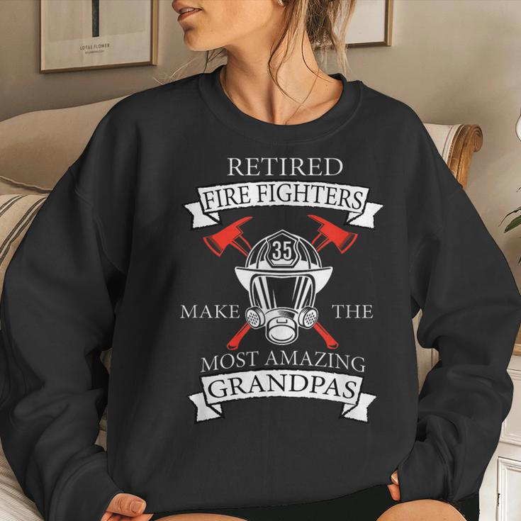 Fathers Day Fireman Grandpa Gift Retired Fire Fighters Women Crewneck Graphic Sweatshirt Gifts for Her