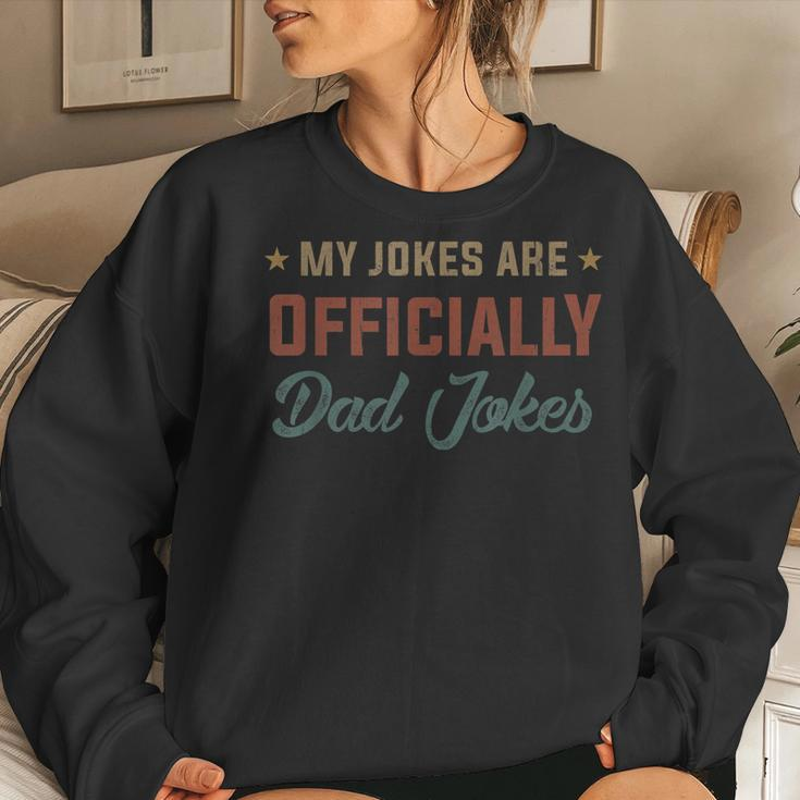 Fathers Day My Jokes Are Officially Dad Jokes Wife Daughter Women Crewneck Graphic Sweatshirt Gifts for Her