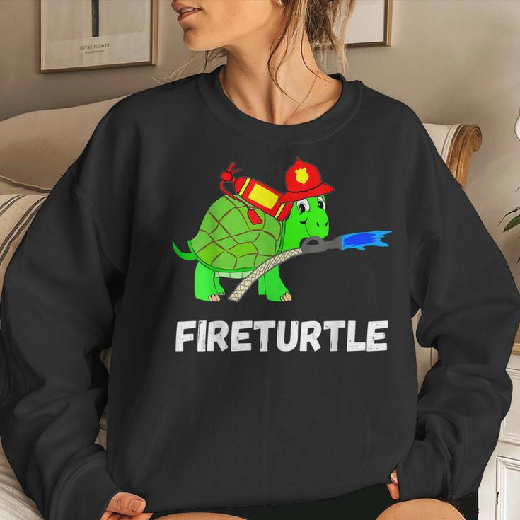 Fire Fighter Sea Turtle Tortoise Firefighter Fireman Women Crewneck Graphic Sweatshirt Gifts for Her