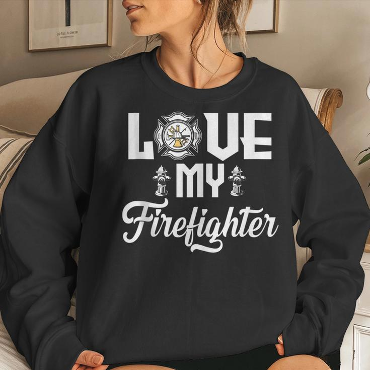 Fire Fighter Women Wife Of The Firefighter Women Crewneck Graphic Sweatshirt Gifts for Her