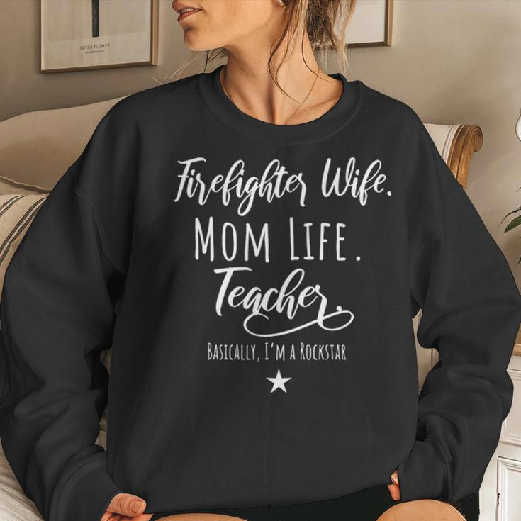 Firefighter Wife Mom Life Teacher Rockstar Mother Gift Women Crewneck Graphic Sweatshirt Gifts for Her