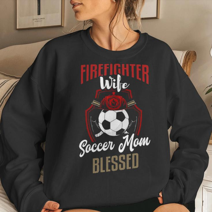 Firefighter Wife Soccer Mom Firefighter Wife Gift Women Crewneck Graphic Sweatshirt Gifts for Her