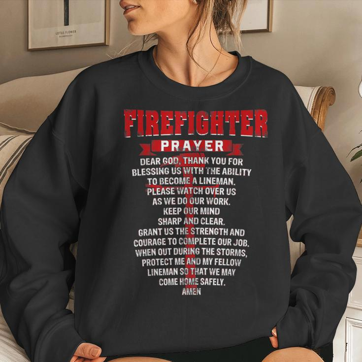 Firefighters Prayer Funny Christian Firemans Dad Husband Women Crewneck Graphic Sweatshirt Gifts for Her