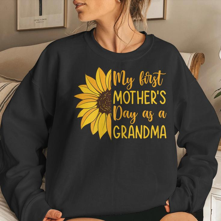 Womens My First As A Grandma Sunflower Women Sweatshirt Gifts for Her