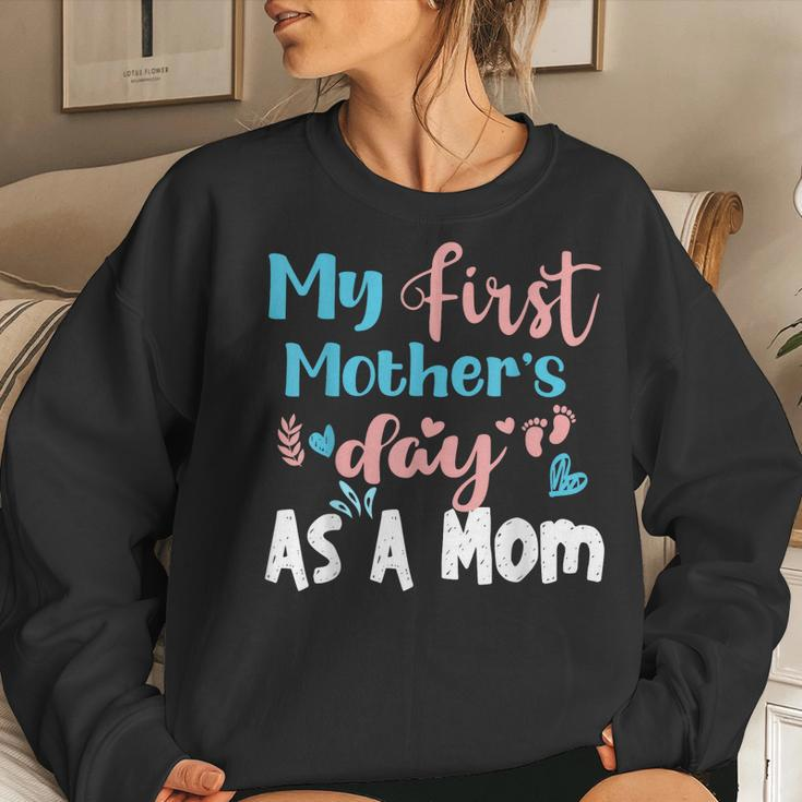 My First As A Mom In Blue And Pink Women Sweatshirt Gifts for Her