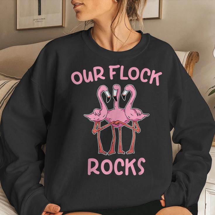 Our Flock Rocks Flamingo Matching Family Vacation Group Women Sweatshirt Gifts for Her