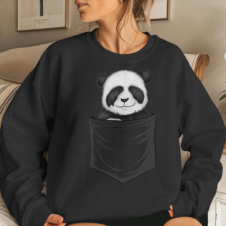 For Panda Lovers Cute Panda Bear In Pocket Women Crewneck Graphic Sweatshirt Gifts for Her