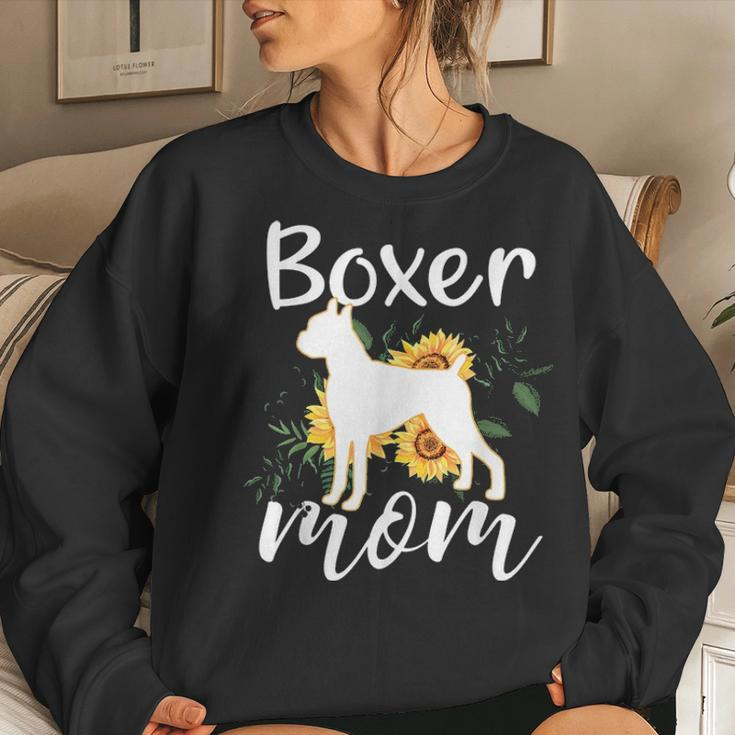 Funny Boxer Mom Sunflower Dog Lovers Mothers Day Gift Women Crewneck Graphic Sweatshirt Gifts for Her