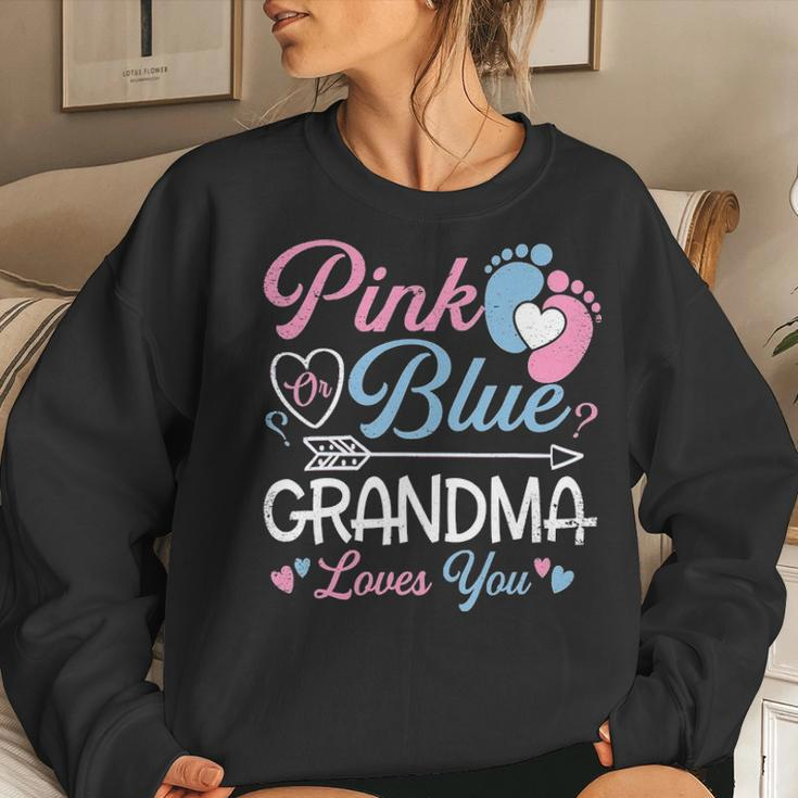 Funny Pink Or Blue Grandma Loves You Gender Reveal Gift Women Crewneck Graphic Sweatshirt Gifts for Her