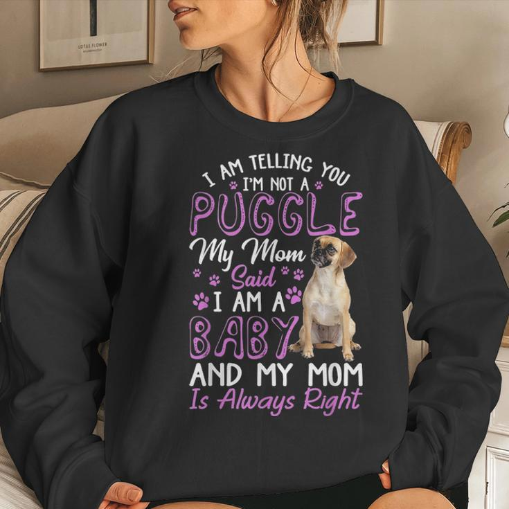Funny Puggle Mom Dog Lovers Gift Women Crewneck Graphic Sweatshirt Gifts for Her